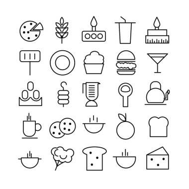 Fast food restoranları hakkında vektör simgeleri oluşturuldu