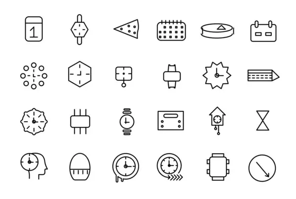 Time Clock Linear Icons Set Date Time Timer Watch Speed — Stock Vector