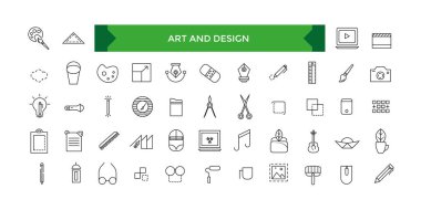 Sanat ve tasarım simgeleri seti, grafik çizim kareleri tasarım kalem ui simgeleri koleksiyonu