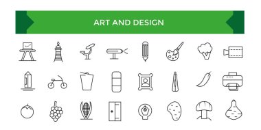 Sanat ve tasarım simgeleri seti, grafik çizim kareleri tasarım kalem ui simgeleri koleksiyonu