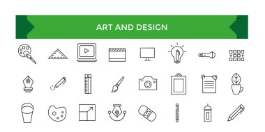 Sanat ve tasarım simgeleri seti, grafik çizim kareleri tasarım kalem ui simgeleri koleksiyonu