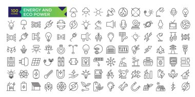 Enerji ve ECO Güç Simgesi Ana Hatta Ayarlandı. Yeşil Enerji, Yenilenebilir Enerji ve Diğer Simgeler