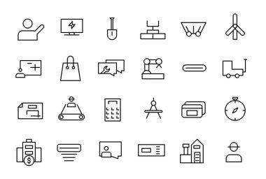 Endüstri ve Çevre Simgesi seti. Hidroelektrik Santrali, Güneş Hücreleri, Fosil Yakıtlar ve daha fazlası gibi Simgeler içerir.