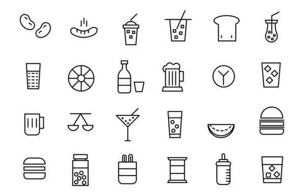 Food and drinks icon. Restaurant line icons set. Contains such Icons as Fruit Basket, Noddles, Healthy Smoothies and more.
