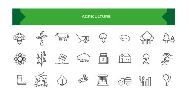 Tarım teknolojisi ve yenilik, tarım teknolojisi konsepti, otomasyon sistemi, verim artışı. Taslak sembol koleksiyonu.
