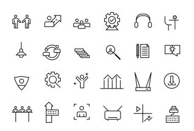 Eğitim ve atölye çizgisi simgeleri koleksiyonu. Büyük UI simgesi seti. İnce taslak simgeler paketi. V vektör illüstrasyonu.