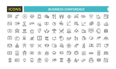 İş Konferansı Simgesi Ayarları, Web Simgesi Tanışma Biçimi, Konferans, Beyin Fırtınası, Seminer, Röportaj, Koleksiyon, Vektör İllüzyonu