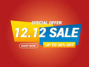 12.12 Satış Sancağı. Dünyanın En Büyük Alışveriş Festivali, Büyük Satış Sancak Tasarımı, Düzenlenebilir Şablon.