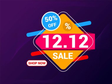 12.12 Satış Sancağı. Dünyanın En Büyük Alışveriş Festivali, Büyük Satış Sancak Tasarımı, Düzenlenebilir Şablon.