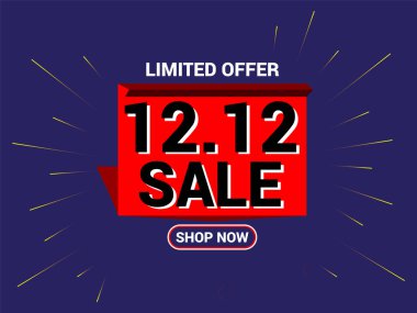 12.12 Satış Sancağı. Dünyanın En Büyük Alışveriş Festivali, Büyük Satış Sancak Tasarımı, Düzenlenebilir Şablon.