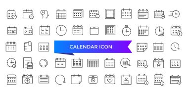 Takvim simgesi koleksiyonu. Tarih, program, ay, hafta, randevu, ajanda, organizasyon ve olay simgeleri içerir. Satır simgesi ayarlandı.