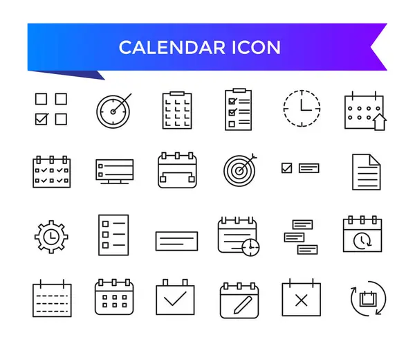 Calendar Icon Collection Containing Date Schedule Month Week Appointment Agenda Royalty Free Stock Vectors