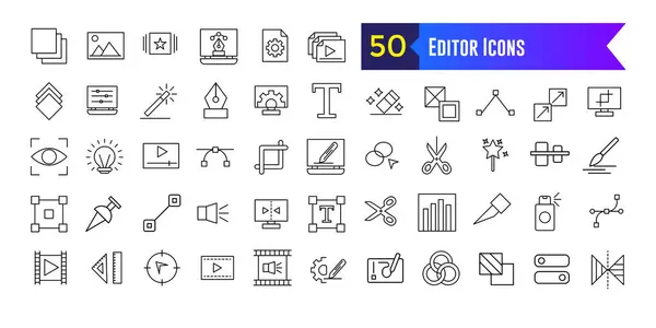 Editor Icons Set Set Editor Icons Design Isolated Outline Icon — Stock Vector