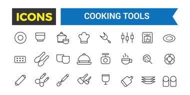 Aşçılık Araçları Seti, Mutfak Esasları, Masa takımı, Çatal bıçak takımı, Tabaklar, Tabaklar, Sürahi, Ladle, Fırın Çarşafı, Kağıt Değirmeni, Peynir Dilimleyici, Tuz Sallayıcısı, Spatula Vektör Simgesi, Vektör Resimleri