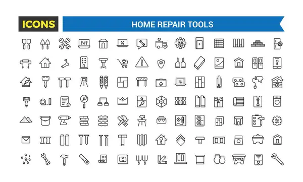 Özet Web Simgeleri Ayarları - Yapım, Ev Onarım Araçları, İnce Çizgili Web Simgeleri Koleksiyonu, Vektör Resimleri