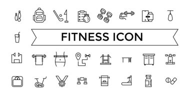 Fitness Vektör Hattı Simgeleri Koleksiyonu. Sağlıklı Yaşam Tarzı, Ağırlık Eğitimi, Vücut Bakımı ve daha fazlası ile ilgili. Taslak simge koleksiyonu. Simge koleksiyonu. Düzenlenebilir vektör simgesi ve resimleme.