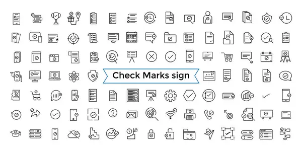 Marks imza satırı web simgesi setini kontrol et. Doğrulama, onaylama, kontrol listesi, garanti ve daha fazlası gibi simgeler içeriyor. Taslak simgeler paketi. Simge koleksiyonu. Düzenlenebilir vektör simgesi ve resimleme.