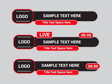 Televizyon Haber Çubuğu Tasarım Şablonu, Üçüncü Haber ve Video Çubukları için Vektör Alt Üçüncü
