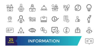 Data and Information icon collection. Clean contour inforamtive line icons. clipart