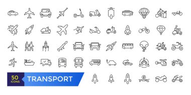 Ulaşım hattı simgeleri. Lojistik İlgili Vektör Satırı Simgeleri.