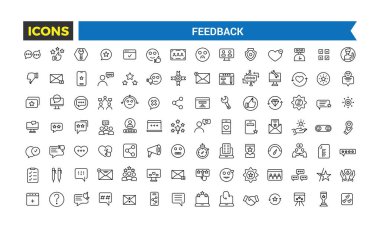 Geribildirim Özeti Simge Koleksiyonu. Web ve UI simgeleri ayarlandı.