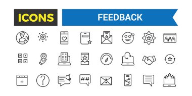 Geribildirim Özeti Simge Koleksiyonu. Web ve UI simgeleri ayarlandı.