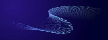 Nokta çizgisi, fütürist tarzı arka plan. Akan noktacıklar dalga deseni 3D eğri yarım ton. Teknoloji vektörü kavramı.