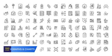 Mali Analitik İlişkili Grafik ve Grafik Vektör Çizgisi Simgeleri. Basit çizgi sanat simgeleri paketi. Düzenlenebilir UI ve Web vuruşu.