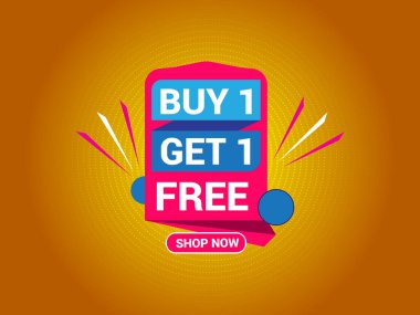 Satın Al 1 Bedava Sancak, Özel Teklif Sancağı, Büyük Satış, Satış Sancağı, Bayrak Tasarımı Şablonu.