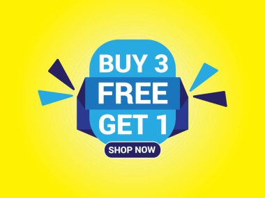 Satın Al 3: 1 Ücretsiz Sancak, Özel Teklif Sancağı, Büyük Satış, Satış Sancağı, Bayrak Tasarımı Şablonu.