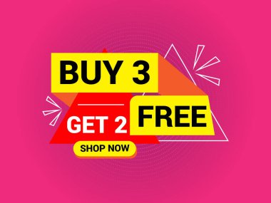 Buy 3 Get 2 Free Banner, Special Offer Banner, Big Sale, Sale Banner, Banner Design Template. clipart