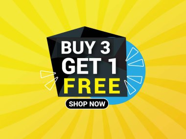 Satın Al 3: 1 Ücretsiz Sancak, Özel Teklif Sancağı, Büyük Satış, Satış Sancağı, Bayrak Tasarımı Şablonu.