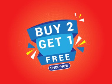 Satın Al 2 Al 1 Ücretsiz Sancak, Özel Teklif Sancağı, Büyük Satış, Satış Sancağı, Bayrak Tasarımı Şablonu.