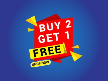 Satın Al 2 Al 1 Ücretsiz Sancak, Özel Teklif Sancağı, Büyük Satış, Satış Sancağı, Bayrak Tasarımı Şablonu.