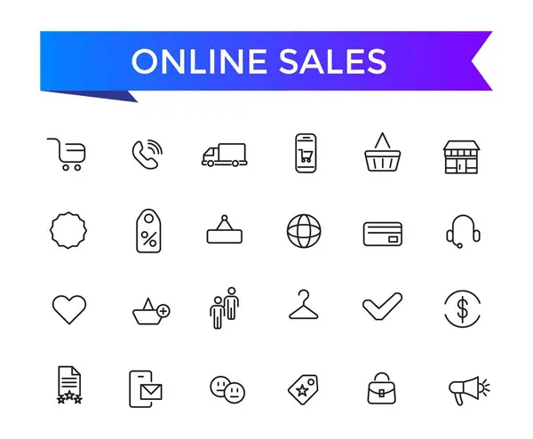 stock vector Online Sales Icons set with editable stroke collection for web and ui. Line icons pack. Vector illustration.