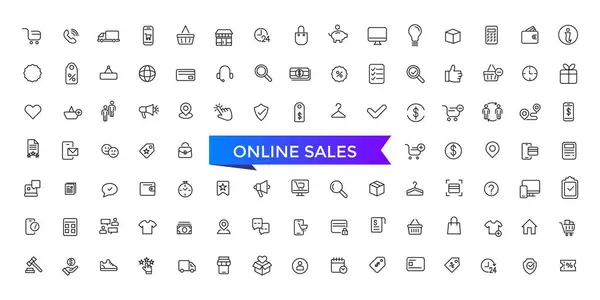 stock vector Online Sales Icons set with editable stroke collection for web and ui. Line icons pack. Vector illustration.