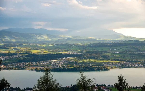Zurichsee Lake Mountains Patches Evening Sun — Stock Photo, Image