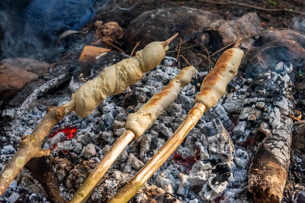 Bonfire Bread Stick — Stock Photo, Image