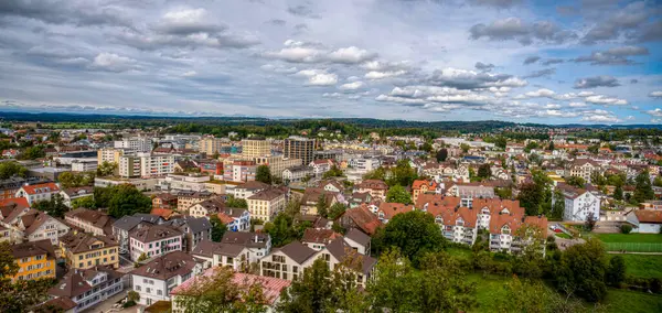 Panoramic View City Usterwith Greifensee Lake Background — Stock Photo, Image