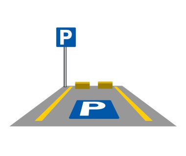 Beyaz bir arka plan üzerinde işareti otopark