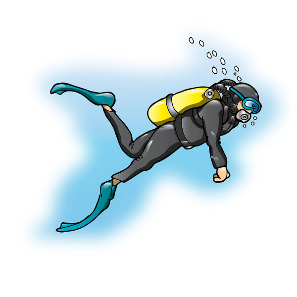 аквалангист под водой