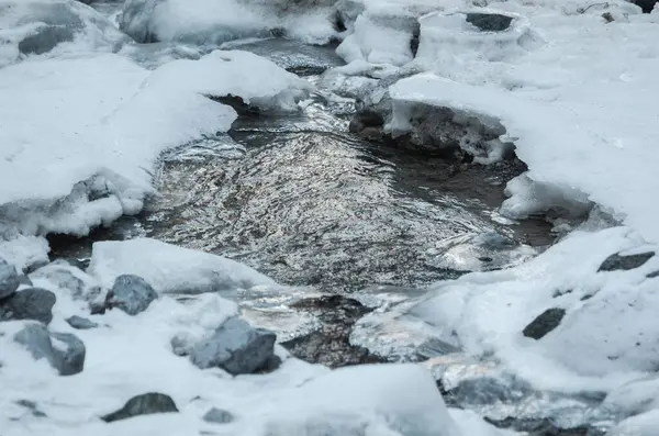 Frozen Stream Creek Water Ice Snow Winter Nature — Stock Photo, Image
