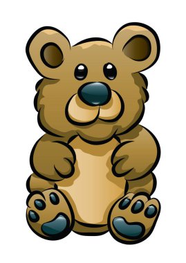 Şirin bir kahverengi ayı çizgi film karakteri çizimi