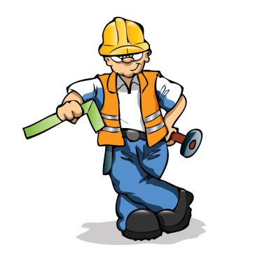 İnşaat işçisi karikatür vektör çizimi 