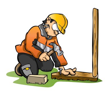 İnşaat işçisi karikatür vektör çizimi 