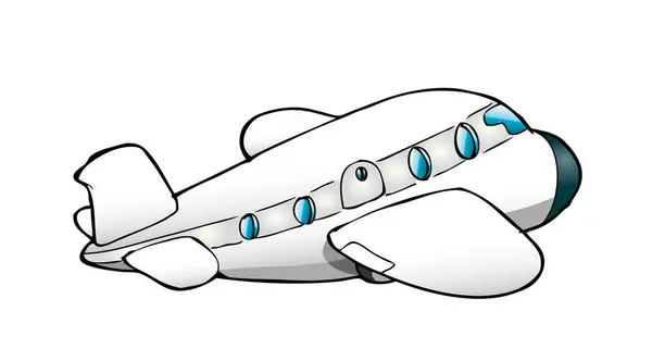 Cartoon Image White Plane — Stock Vector