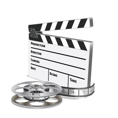 beyaz tahta film bir makara ve film ile vektör illüstrasyonuName