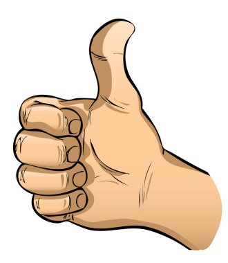 Çizgi film el tamam işareti gösteriyor