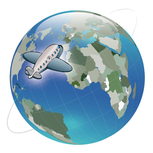 an airplane traveling around the world illustration