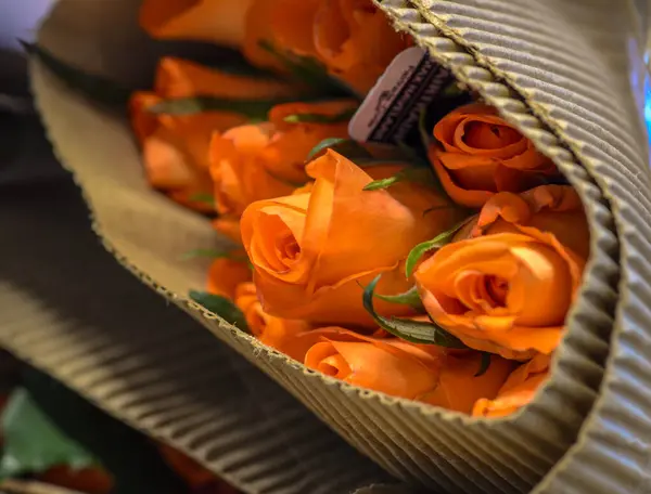 Orange Imported Roses Box — Stock Photo, Image